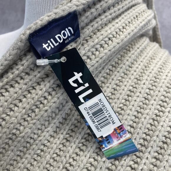 NWT Tildon Nordstrom Cable Knit Scarf Turtle Neck Warmer Beige Pink Zipper Cozy - Picture 5 of 8